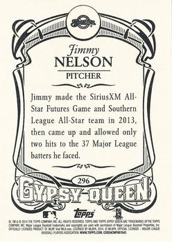 2014 Topps Gypsy Queen - Framed Blue #296 Jimmy Nelson Back