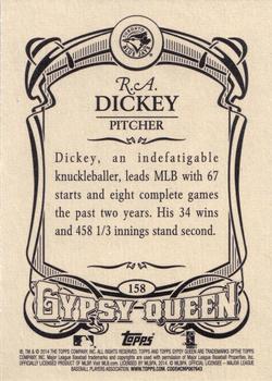 2014 Topps Gypsy Queen - Framed Blue #158 R.A. Dickey Back
