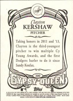 2014 Topps Gypsy Queen - Framed Blue #300 Clayton Kershaw Back