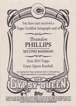 2014 Topps Gypsy Queen - Autographs #GQA-BP Brandon Phillips Back