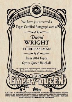2014 Topps Gypsy Queen - Autographs #GQA-DW David Wright Back
