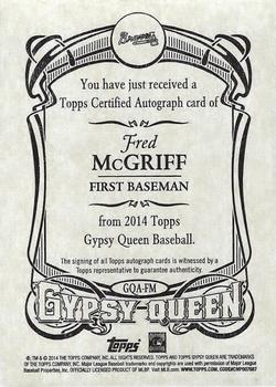 2014 Topps Gypsy Queen - Autographs #GQA-FM Fred McGriff Back