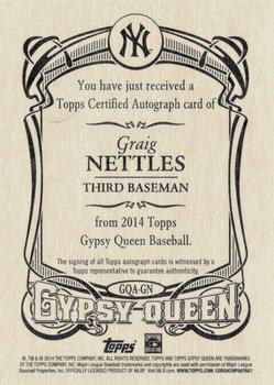 2014 Topps Gypsy Queen - Autographs #GQA-GN Graig Nettles Back