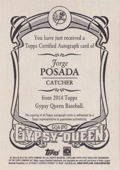 2014 Topps Gypsy Queen - Autographs #GQA-JPO Jorge Posada Back