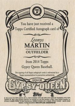 2014 Topps Gypsy Queen - Autographs #GQA-LM Leonys Martin Back