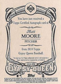2014 Topps Gypsy Queen - Autographs #GQA-MM Matt Moore Back