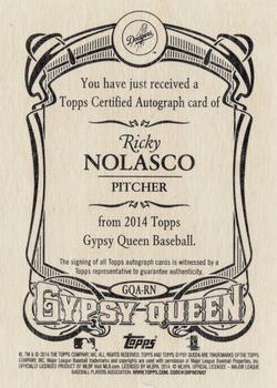 2014 Topps Gypsy Queen - Autographs #GQA-RN Ricky Nolasco Back