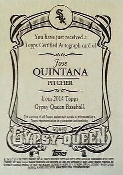 2014 Topps Gypsy Queen - Autographs #GQA-JQ Jose Quintana Back