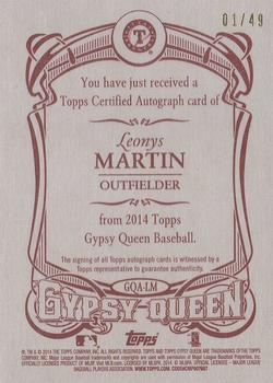2014 Topps Gypsy Queen - Autographs Red #GQA-LM Leonys Martin Back