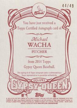 2014 Topps Gypsy Queen - Autographs Red #GQA-MWA Michael Wacha Back