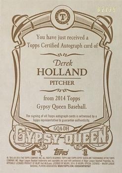 2014 Topps Gypsy Queen - Autographs Gold #GQA-DH Derek Holland Back