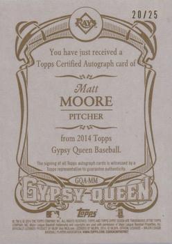 2014 Topps Gypsy Queen - Autographs Gold #GQA-MM Matt Moore Back
