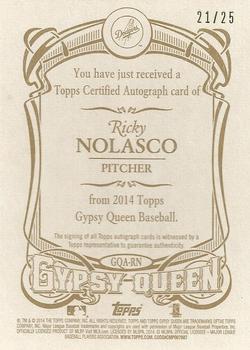 2014 Topps Gypsy Queen - Autographs Gold #GQA-RN Ricky Nolasco Back