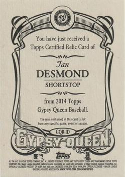 2014 Topps Gypsy Queen - Relics #GQR-ID Ian Desmond Back
