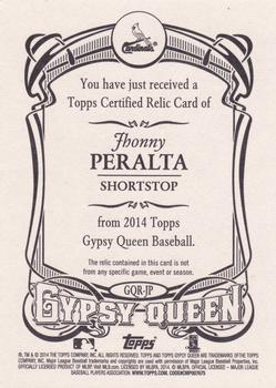 2014 Topps Gypsy Queen - Relics #GQR-JP Jhonny Peralta Back
