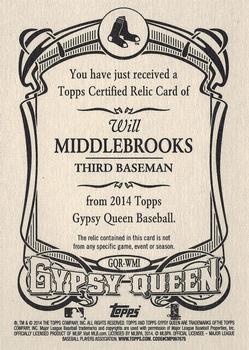 2014 Topps Gypsy Queen - Relics #GQR-WMI Will Middlebrooks Back