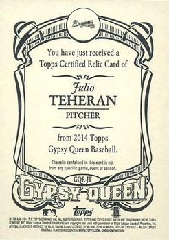 2014 Topps Gypsy Queen - Relics #GQR-JT Julio Teheran Back