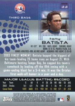 2004 Finest - Refractors #33 Tony Batista Back