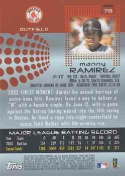 2004 Finest - Refractors #78 Manny Ramirez Back