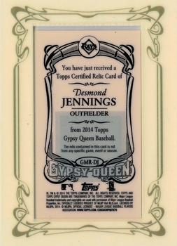 2014 Topps Gypsy Queen - Mini Relics #GMR-DJ Desmond Jennings Back