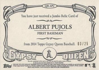 2014 Topps Gypsy Queen - Jumbo Relics Black #GJR-APU Albert Pujols Back