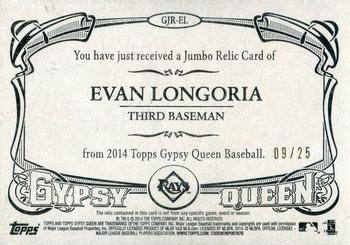 2014 Topps Gypsy Queen - Jumbo Relics Black #GJR-EL Evan Longoria Back