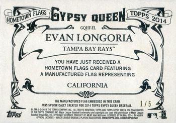 2014 Topps Gypsy Queen - Hometown Flags #GQHF-EL Evan Longoria Back