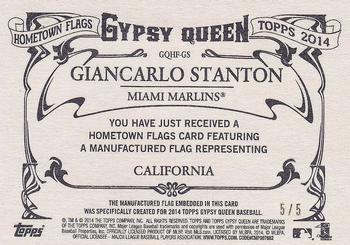 2014 Topps Gypsy Queen - Hometown Flags #GQHF-GS Giancarlo Stanton Back