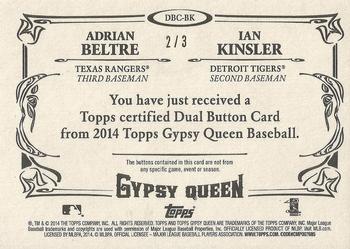 2014 Topps Gypsy Queen - Buttons Dual #DBC-BK Adrian Beltre / Ian Kinsler Back