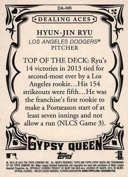 2014 Topps Gypsy Queen - Dealing Aces #DA-HR Hyun-Jin Ryu Back