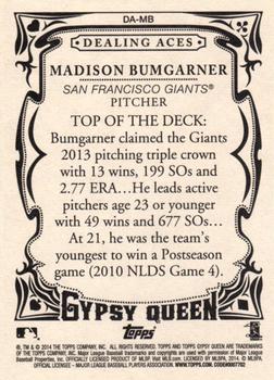 2014 Topps Gypsy Queen - Dealing Aces #DA-MB Madison Bumgarner Back