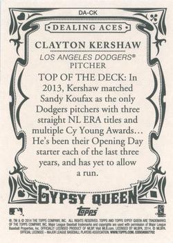 2014 Topps Gypsy Queen - Dealing Aces #DA-CK Clayton Kershaw Back