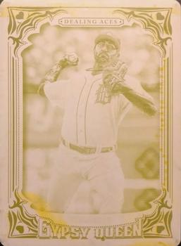 2014 Topps Gypsy Queen - Dealing Aces Printing Plates Yellow #DA-JV Justin Verlander Front