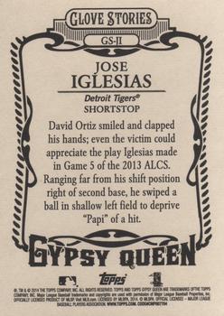 2014 Topps Gypsy Queen - Glove Stories #GS-JI Jose Iglesias Back