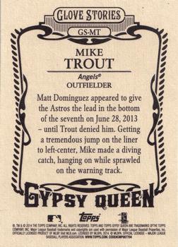 2014 Topps Gypsy Queen - Glove Stories #GS-MT Mike Trout Back
