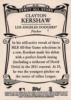 2014 Topps Gypsy Queen - Debut All Stars #AS-CK Clayton Kershaw Back