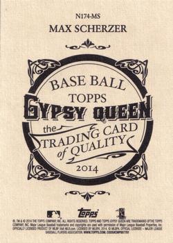 2014 Topps Gypsy Queen - N174 Gypsy Queen #N174-MS Max Scherzer Back