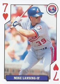 1993 Bicycle Rookies Playing Cards #7♥ Mike Lansing Front