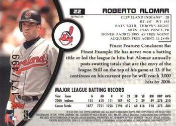 2001 Finest - Refractors #22 Roberto Alomar Back