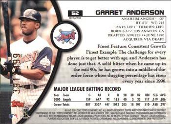 2001 Finest - Refractors #52 Garret Anderson Back