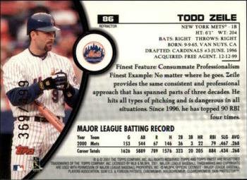 2001 Finest - Refractors #86 Todd Zeile Back
