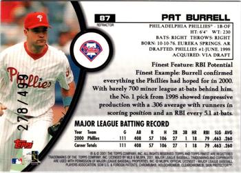 2001 Finest - Refractors #87 Pat Burrell Back