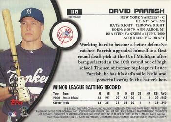 2001 Finest - Refractors #118 David Parrish Back