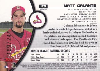 2001 Finest - Refractors #123 Matt Galante Back