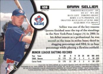 2001 Finest - Refractors #128 Brian Sellier Back