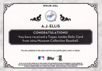 2014 Topps Museum Collection - Momentous Materials Jumbo Relics #MMJR-AEL A.J. Ellis Back