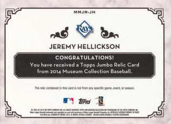 2014 Topps Museum Collection - Momentous Materials Jumbo Relics #MMJR-JH Jeremy Hellickson Back