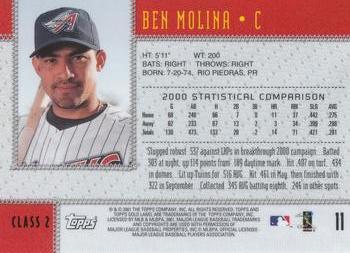 2001 Topps Gold Label - Class 2 #11 Bengie Molina Back