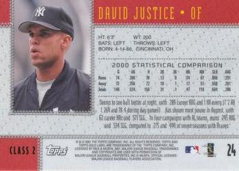 2001 Topps Gold Label - Class 2 #24 David Justice Back