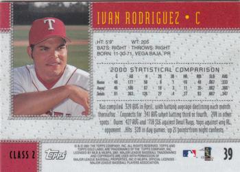 2001 Topps Gold Label - Class 2 #39 Ivan Rodriguez Back